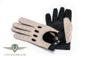 Damenhandschuh aus Peccary Leder zweifarbig